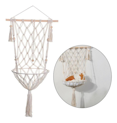 1 Gato Hamaca Macramé Accesorios For Mascotas Cuna Tejida A