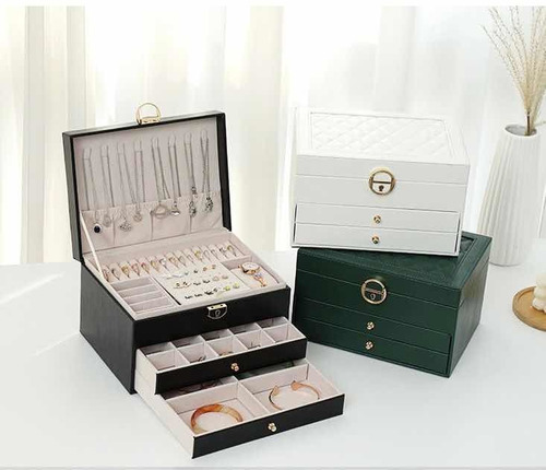 Imagen 2 de 6 de Alhajero Organizador C/ Llave Joyeria Anillos Caja Accesorio