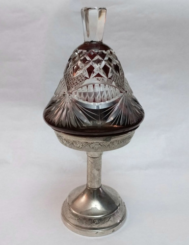 Caramelera Metal Con Tapa De Vidrio (Usado)