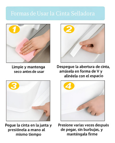 Cinta Selladora Aisladora Adhesiva Impermeable Baño Cocina Blanco 3.8