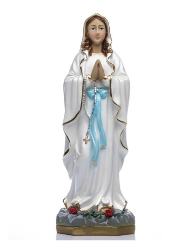 Nossa Senhora De Lourdes 30cm - Gesso C/ Pó De Mármore