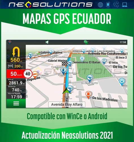 Imagen 4 de 4 de Mapa Vial Ecuador 2021 Gps Auto Radio Windows Ce Android Igo