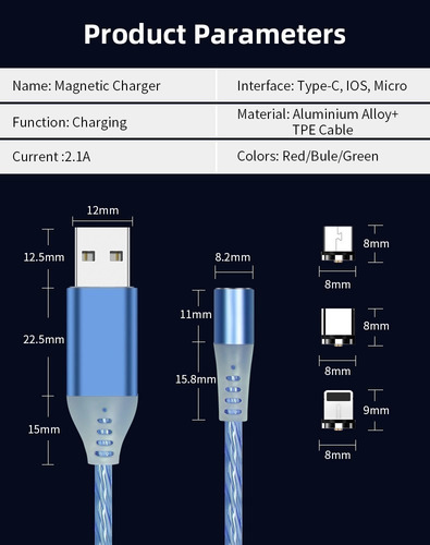 Imagen 6 de 10 de Cable Magnético - Usb Tipo C - Micro Usb - Compatible iPhone