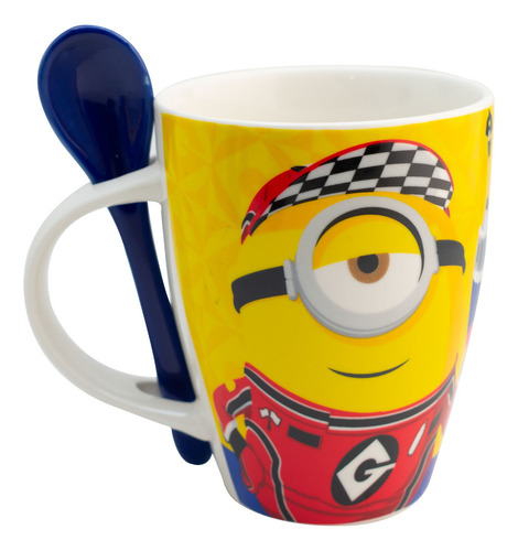 2 Tazas Porcelana Con Cuchara Para Café Minions 310 Ml
