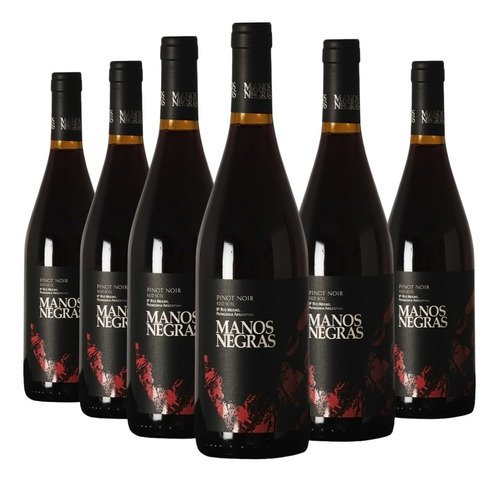 Imagen 1 de 10 de Vino Manos Negras Red Soil Pinot Noir Caja X 6 X 750ml.