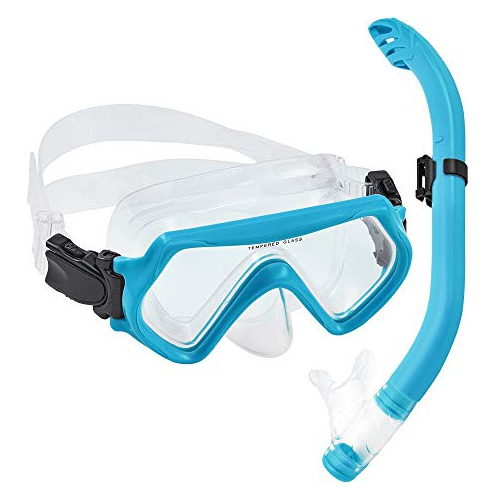 Seals Dry Snorkel Set For Adult/kids , Anti-fog Tempered Gla