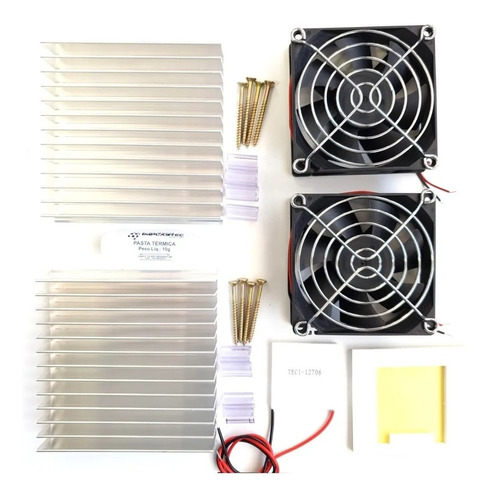 Kit Refrigeração 12v 2xpeltier 12706+2 Dissipadores+2 Cooler