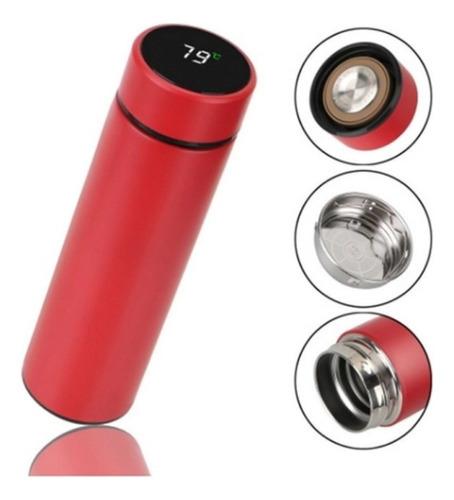 Garrafa Térmica Inteligente De Inox Termômetro Digital 500ml Cor Vermelho