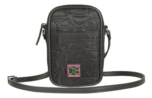 Bolsa Crossbody Cloe Para Mujer Vertical Acolchada Y Cierre Color Negro