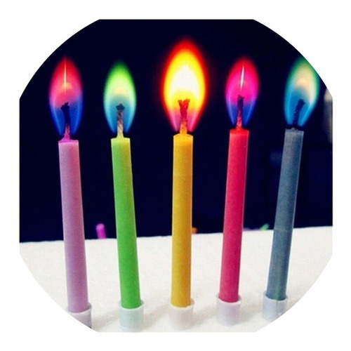 Vela Llama De Colores X 12 Unid - Vela Cumpleaños No Es Led