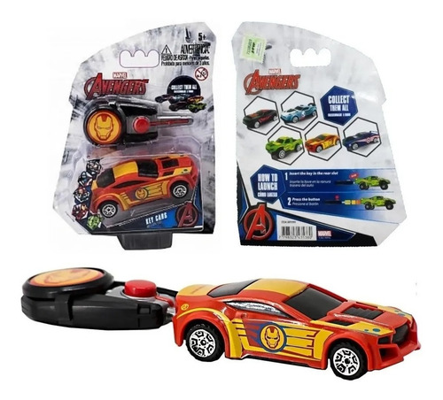 Imagen 2 de 6 de Avengers Auto Con Llave Lanzador Key Cars 9.5 Cm Marvel Edu