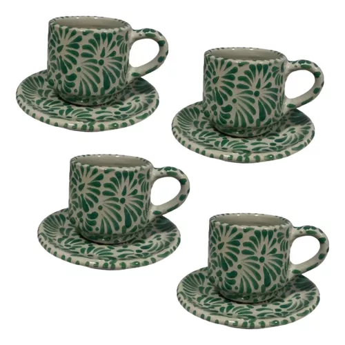 Set De Café Talavera. Par De Tazas Y Jarra De Café. Juego De