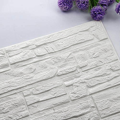Imagen 2 de 7 de Placa Para Pared Autoadhesiva 3d Diseño Piedra Blanco