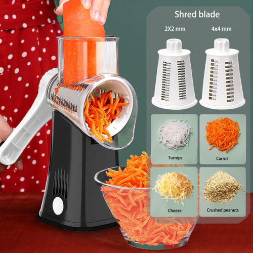 Rallador De Queso Rotativo, Caja Giratoria, 5 En 1, Mando...