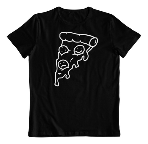 Dtf - Polera Algodon - Pizza Happy And Sad Faces Art En B/n