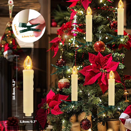 Velas Cónicas Led Sin Llama Para Árbol De Navidad, Eléctrica