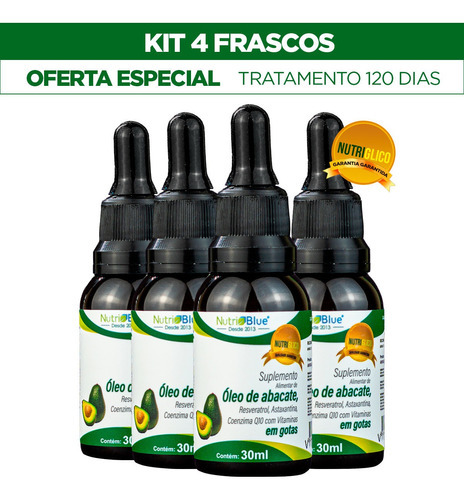 4 Óleo De Abacate Com Vitaminas - 30 Ml Nutri Glico Sabor Sem sabor