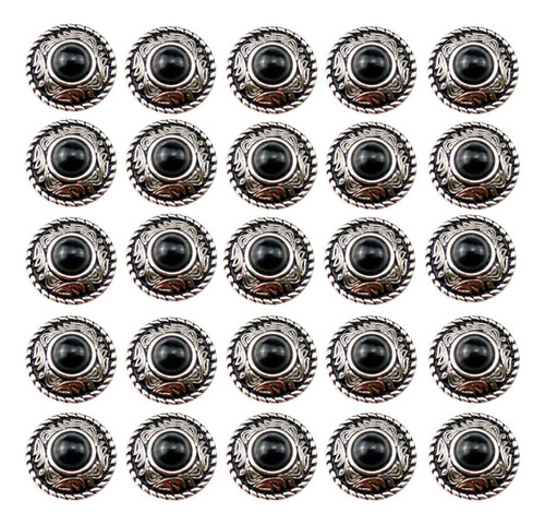 Hebilla Decorativa Ojo Metal Color Negro Turquesa Redondo 20