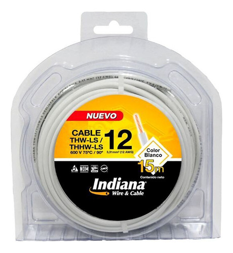 Cable Indiana Thw-ls Calibre 12 Rollo 15 Metros