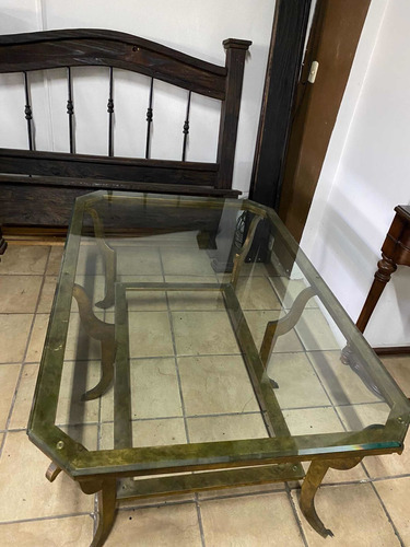 Fina Mesa Centro Sala En Hierro Forjado Y Vidrio Biselado (Usado)