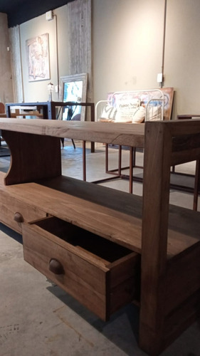 Imagen 3 de 9 de Rack Tv De Madera De 160 Cm. Con Cajonera Lineal Deco