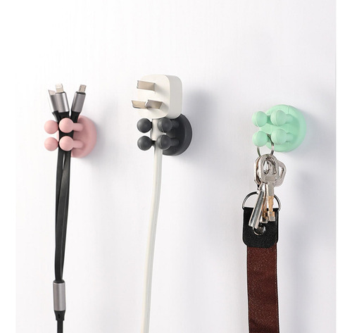 4 Ganchos De Clip Para Cables, Colgadores De Toallas, Gris