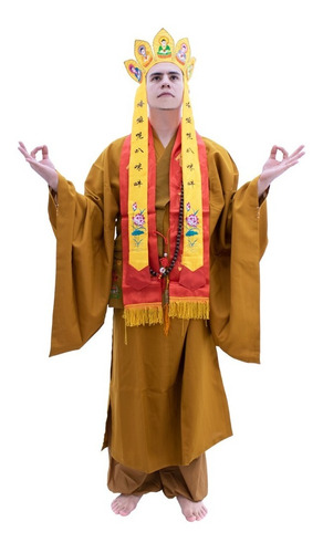 Disfraz Monje Religioso Asiatico Oriental Tibetano Cosplay Deluxe Adulto Con Accesorios