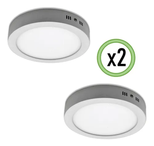 Pack X2 Foco Redondo Foco Led Sobrepuesto 12w Lamparas Techo
