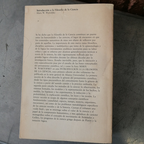 Introduccion A La Filosofia De La Ciencia Marx W. Wartofsky (Usado)