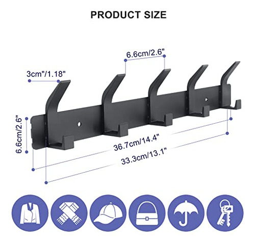 Perchero De Pared Con 5 Ganchos Para Colgar Abrigos, Percha