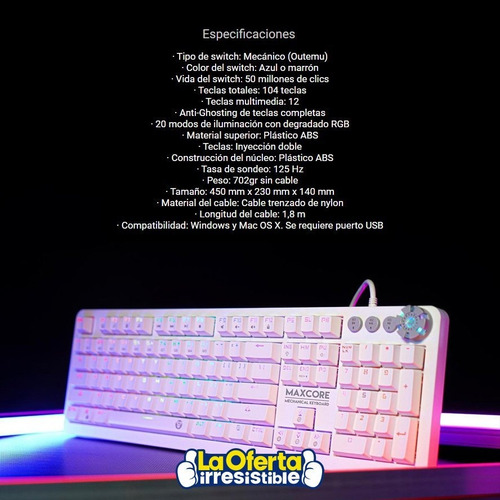 Teclado Mecánico Fantech Max Core Mk852 Space Edition Loi