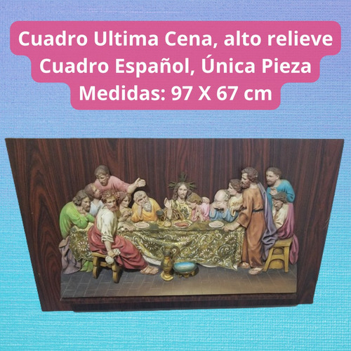 Cuadro Última Cena En Alto Relieve, 97 X 67cm