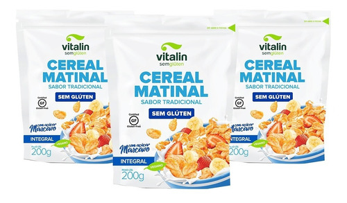 Kit 3x Cereal Matinal S/ Glúten Tradicional Integral Vitalin