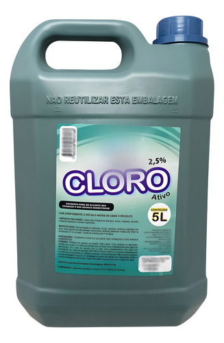 Cloro Liquido 2,5 Multiuso Ativo Desinfetante Geral 5l Full