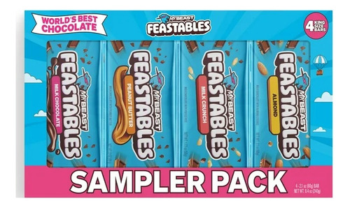 Mr. Beast Chocolate 4 Pack Sampler Pack 60g Nueva Feastables