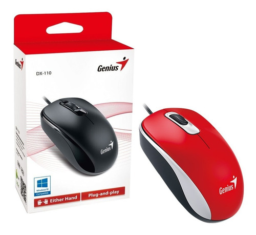 Mouse Para Pc Genius Dx-110 Cable Usb - Rojo