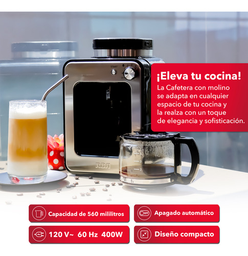 Cafetera Eléctrica Con Molino Rca Rc-caf4 Color Negro Negro
