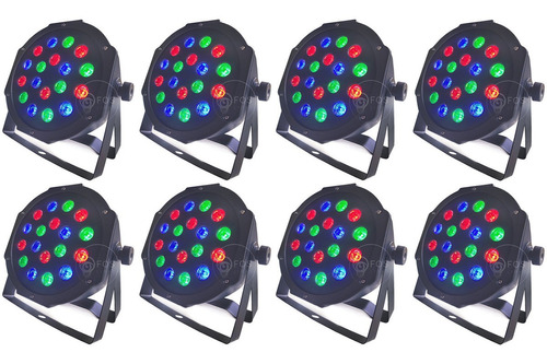 8x Canhão Refletor Par64 Led 18x1w Cree Rgb Dmx Dj Festas 110V/220V