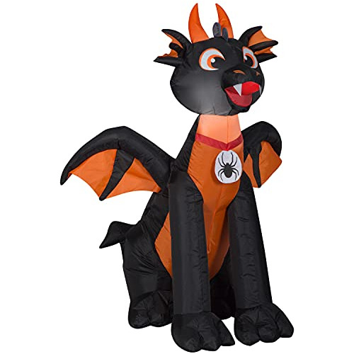 3.5 Orange & Black Winged Dragon Halloween Inflatable B...