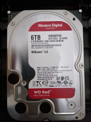 Disco Duro Interno Western Digital Wd Red Wd60efax 6tb Rojo