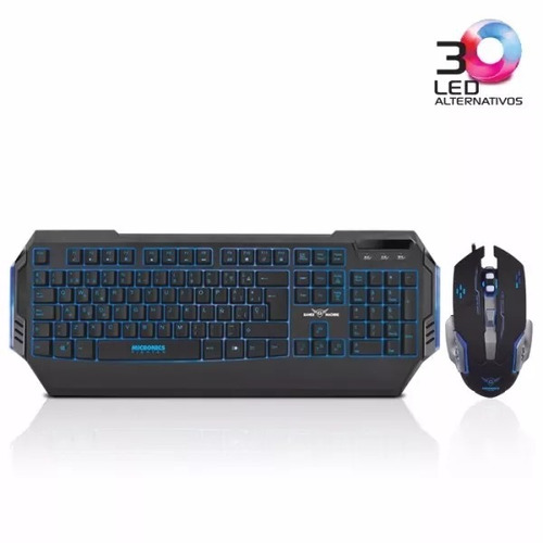 Kit Gamer Teclado Y Mouse Micronics Fighter 7 Luz Led Lince