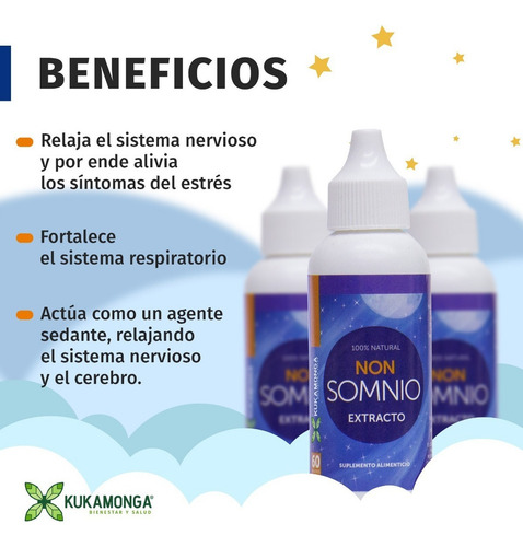 Non Somnio Extracto en Gotas | 60 ml | Ayuda a Dormir Rápido y Naturalmente | Reduce Ansiedad y Estrés | Ideal para Insomnio Ocasional | Sin Adicción ni Somnolencia Diurna | Kukamonga