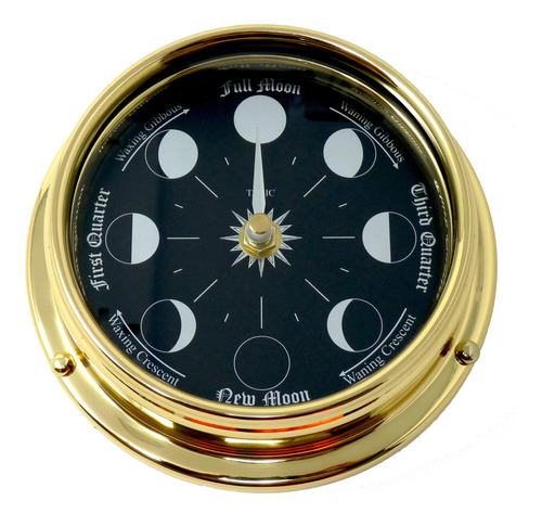 Reloj Fase Lunar Laton Macizo Esfera Negra Azabache