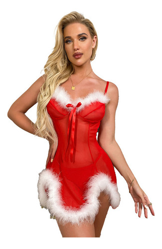 Conjunto Navideño De Sexy Vestido De Camisola En Pijama