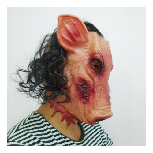 Yi Cabeza De Cerdo Halloween Con Pelo Latex