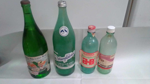 Botellas De Vidrio De Soda -- Agua Y Alcohol  Vacias  