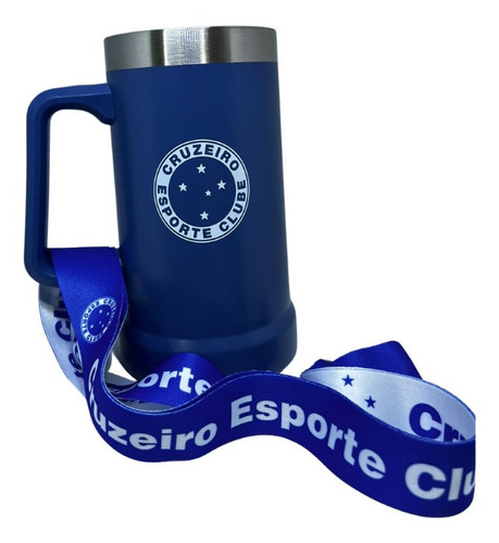 Caneca Térmica Stone Cruzeiro Oficial Camada Dupla Inox