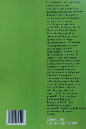 El Campo Grupal: Del Psicoanálisis A La Psicología Social, De Enrique Pichon. Editorial Nueva Visión, Tapa Blanda, Edición 1 En Español, 1997