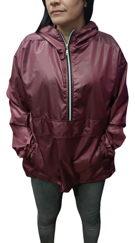 Buzo Rompeviento Con Capucha Anorak Impermeable Moda Mujer 