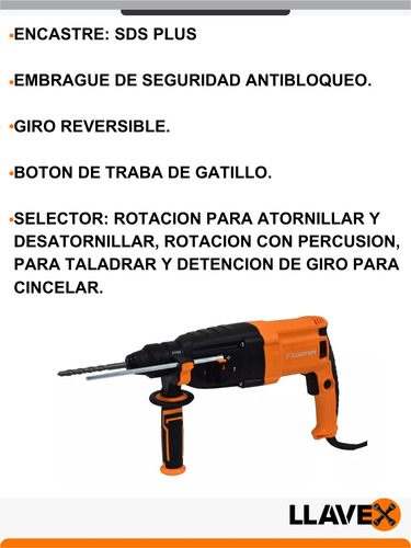 Rotomartillo Taladro Percutor 850w Sds Plus + Mandril 13mm